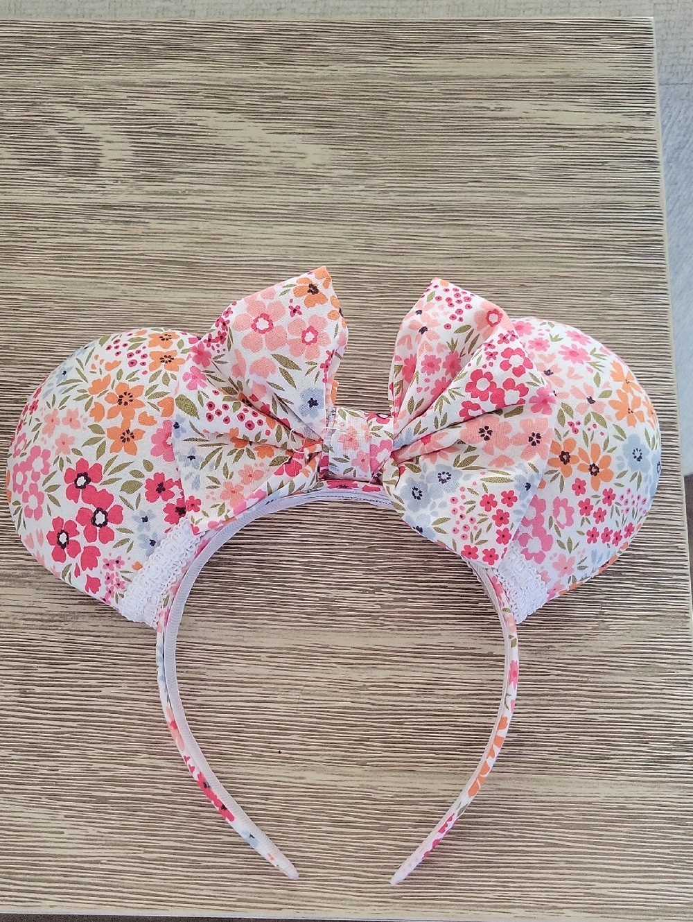 Floral Pink Bow Minnie Ears Headband - Women Accessories